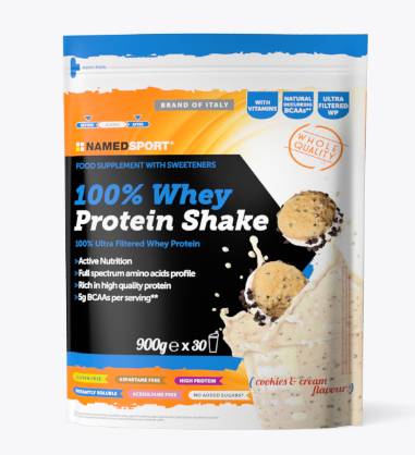 Named Sport 100% Whey Protein Shake Cookies & Cream Integratore Proteico per Sportivi 900 g