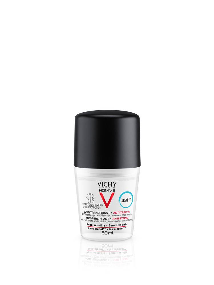Vichy Homme Deodorante Anti - macchie Roll - on anti - traspirante 50 ml efficace per 48 ore