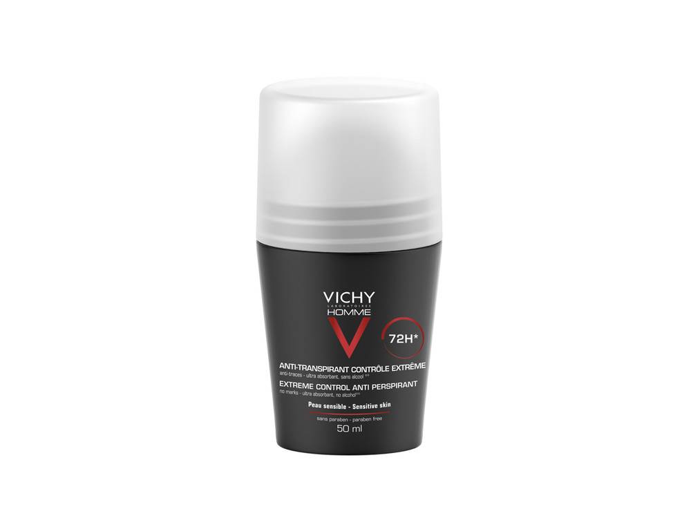 Vichy Homme Deodorante anti - traspirante controllo estremo 72H Roll On 50 ml efficace per 72 ore