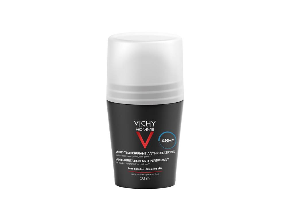 Vichy Homme Deodorante Anti - traspirante e Anti - irritazione Roll - on 50 ml efficace per 48 ore