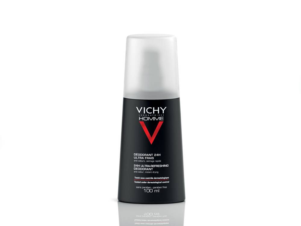 Vichy Homme Deodorante 24H Spray ultra - fresco Testato Dermatologicamente 100 ml efficace per 24 ore