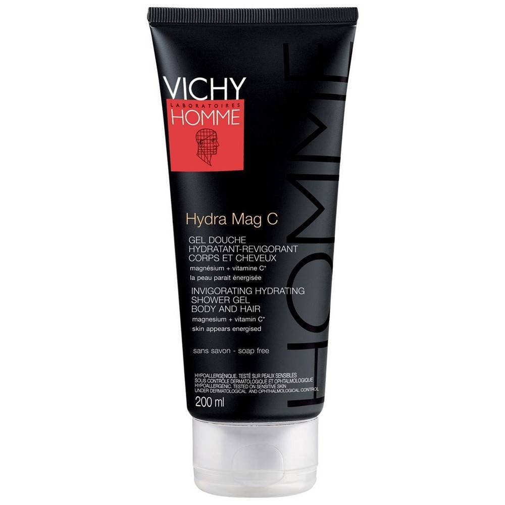 Vichy Homme Hydra Mag C Gel doccia per corpo e capelli per pelle sensibile 200 ml