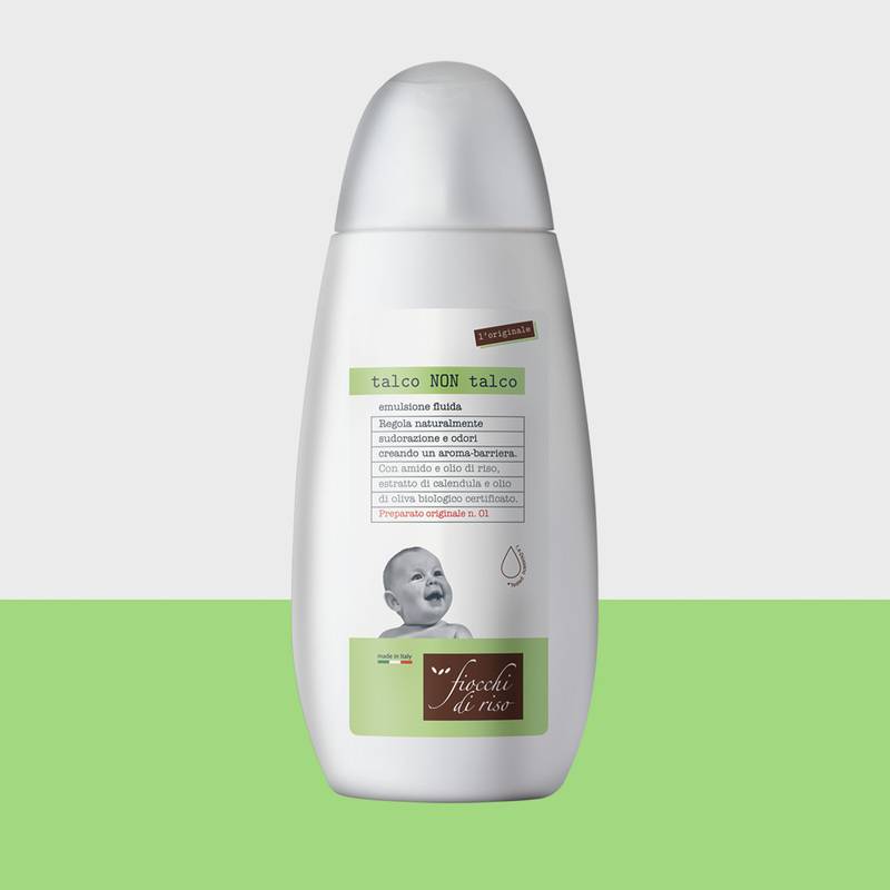 Fiocchi di Riso Talco non Talco Emulsione Fluida a Doppia Azione per Bambini 120 ml