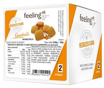 FeelingOk Optimize 2 Quadrelli Gusto Mandorla 50g Monoporzione