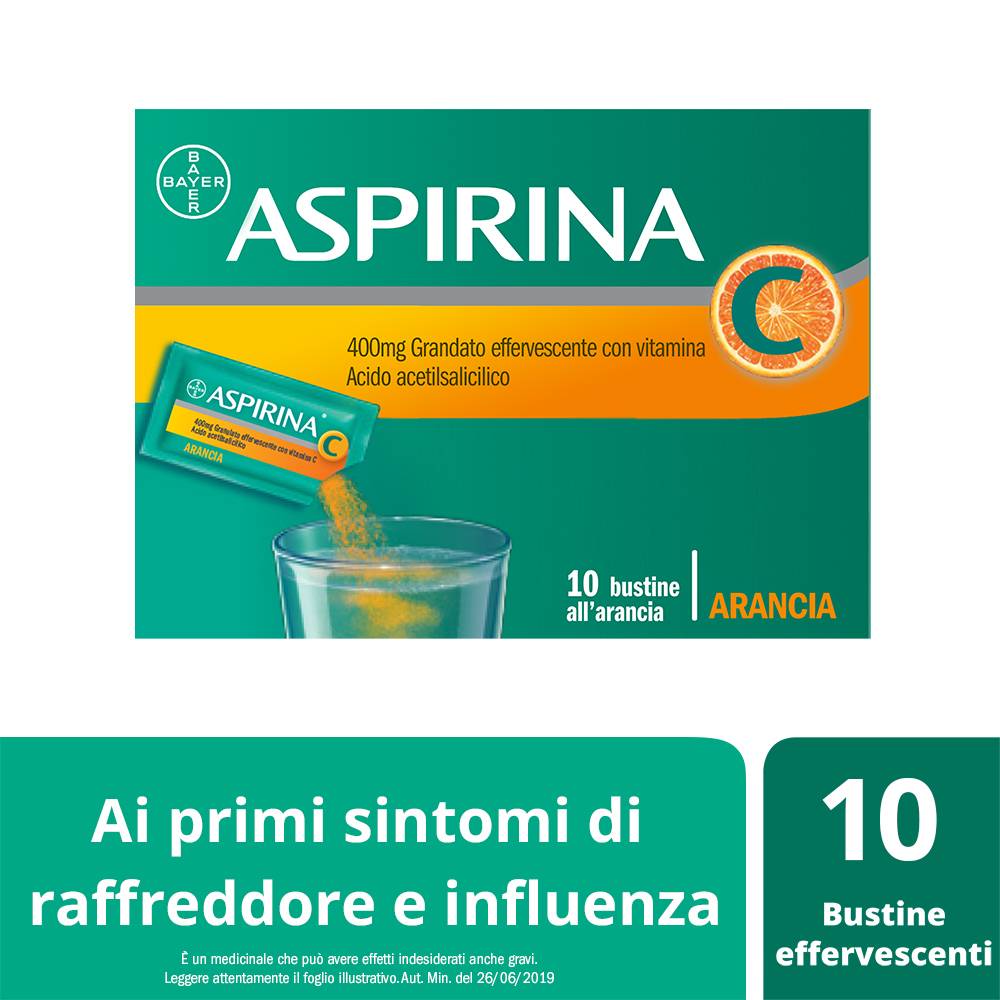 Aspirina 400 mg + 240 mg con vitamina C - 10 bustine granulato effervescente