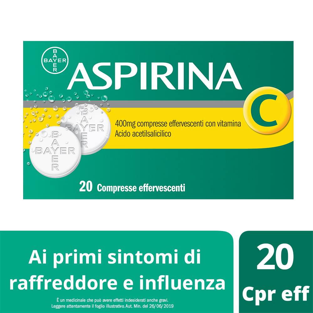 Aspirina C 400 mg + 240 mg 20 compresse effervescenti
