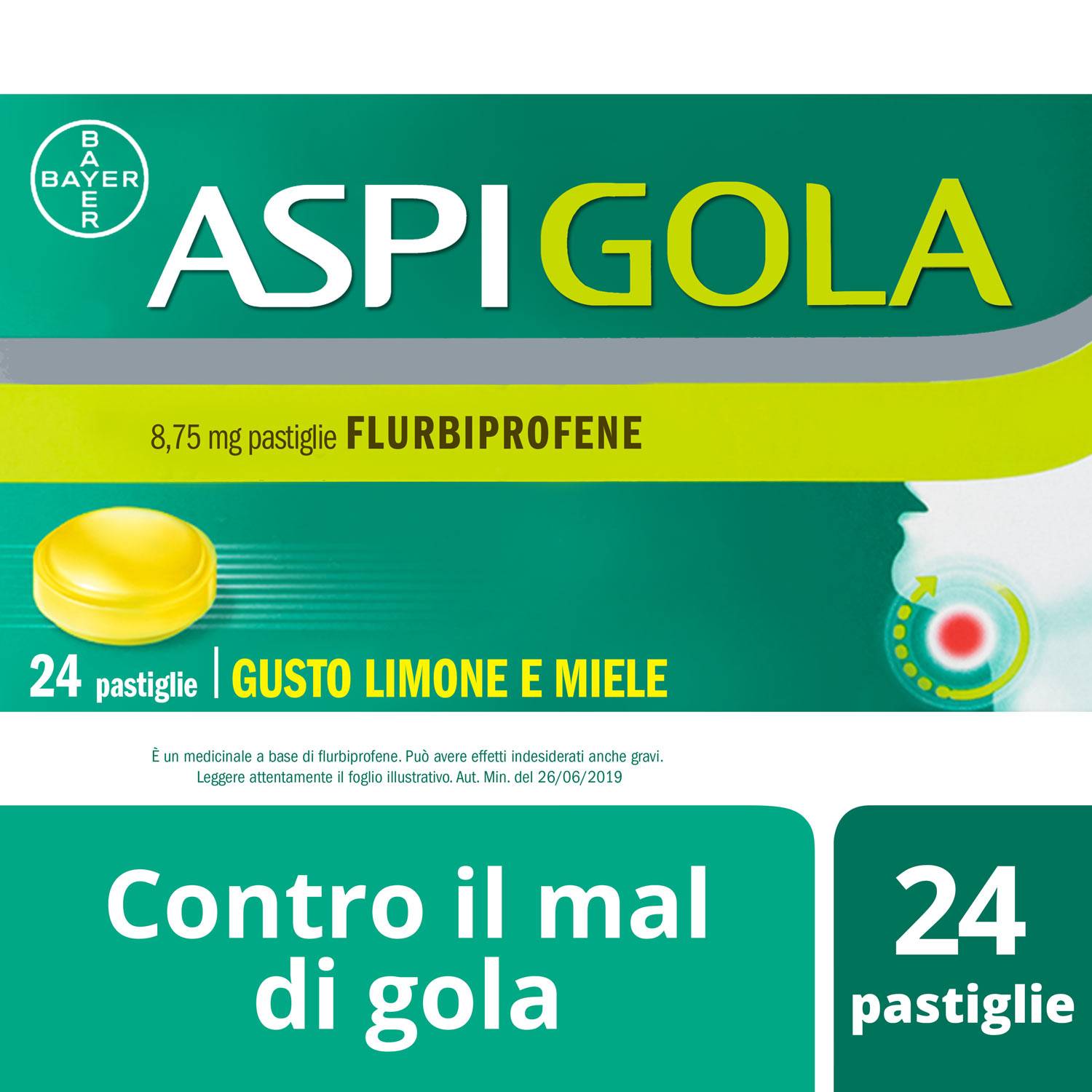 Aspi Gola Pastiglie Mal di Gola - Formato: 24 pastiglie