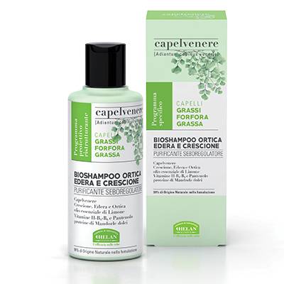Helan Capelvenere Bio Ortica Edera e Crescione Shampoo per Capelli Grassi