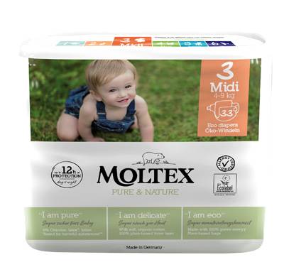 Moltex Pure&Nature Midi Taglia 3 Pannolini 4 - 9 Kg 33 pezzi