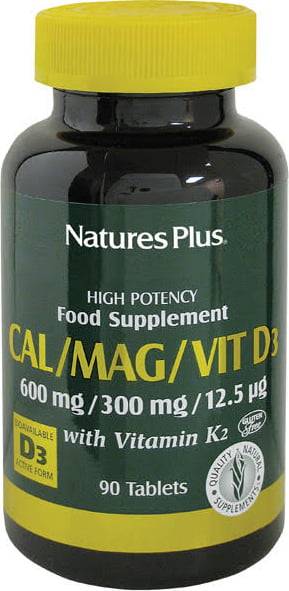 Nature's Plus Cal/Mag/Vit D3 con Vitamina K2 Integratore Vitaminico