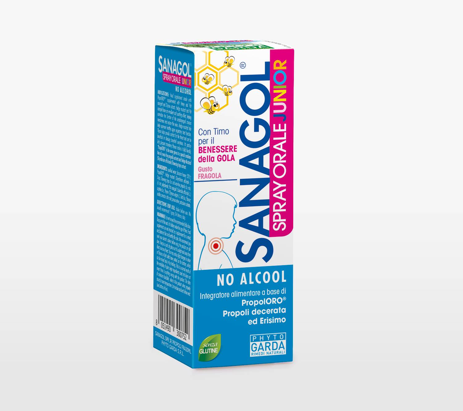 Sanagol Spray Orale Propoli Junior Benessere Gola Gusto Fragola 20 ml