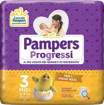 Pampers Progressi Midi Pannolini Taglia 3 4 - 9 Kg 27 pezzi