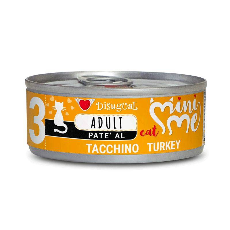 Disugual Mini Me Patè Cibo umido per gatti adulti gusto tacchino 85 g