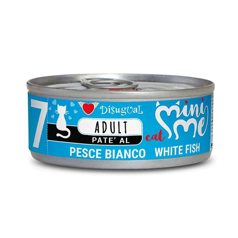 Disugual Mini Me Patè Cibo umido per gatti adulti gusto pesce bianco 85 g