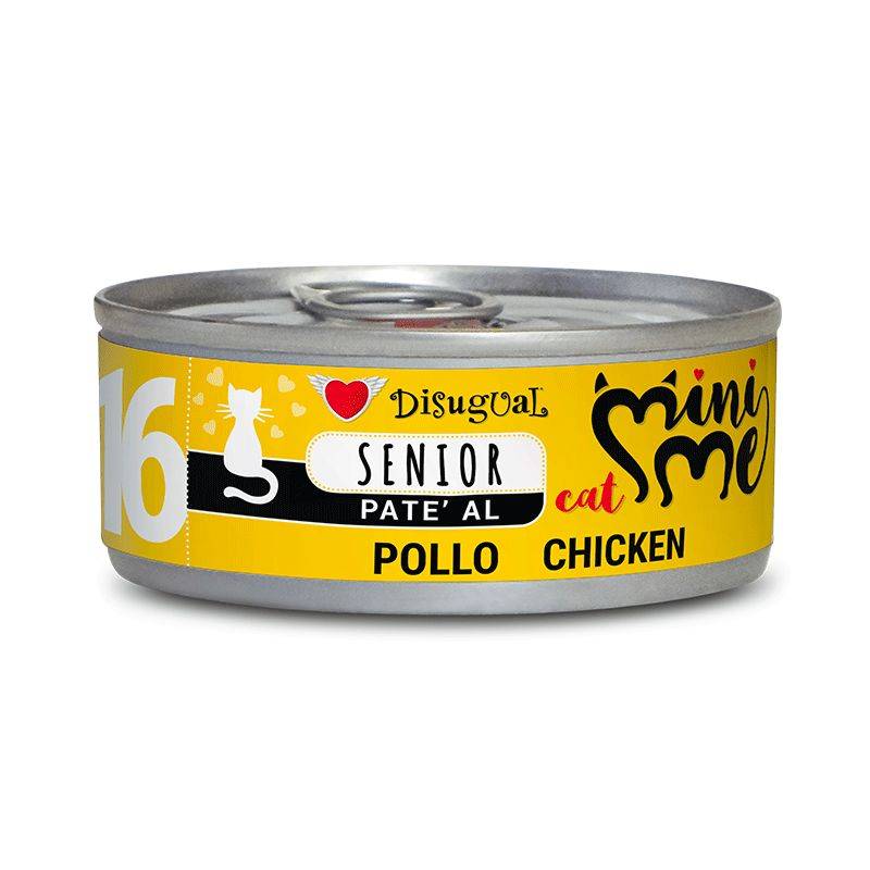 Disugual Mini Me Senio Patè Cibo umido per gatti anziani gusto pollo 85 g