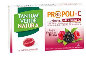 Tantum Verde Natura Propoli + Vitamina C 15 Pastiglie Gommose Gusto Frutti di Bosco