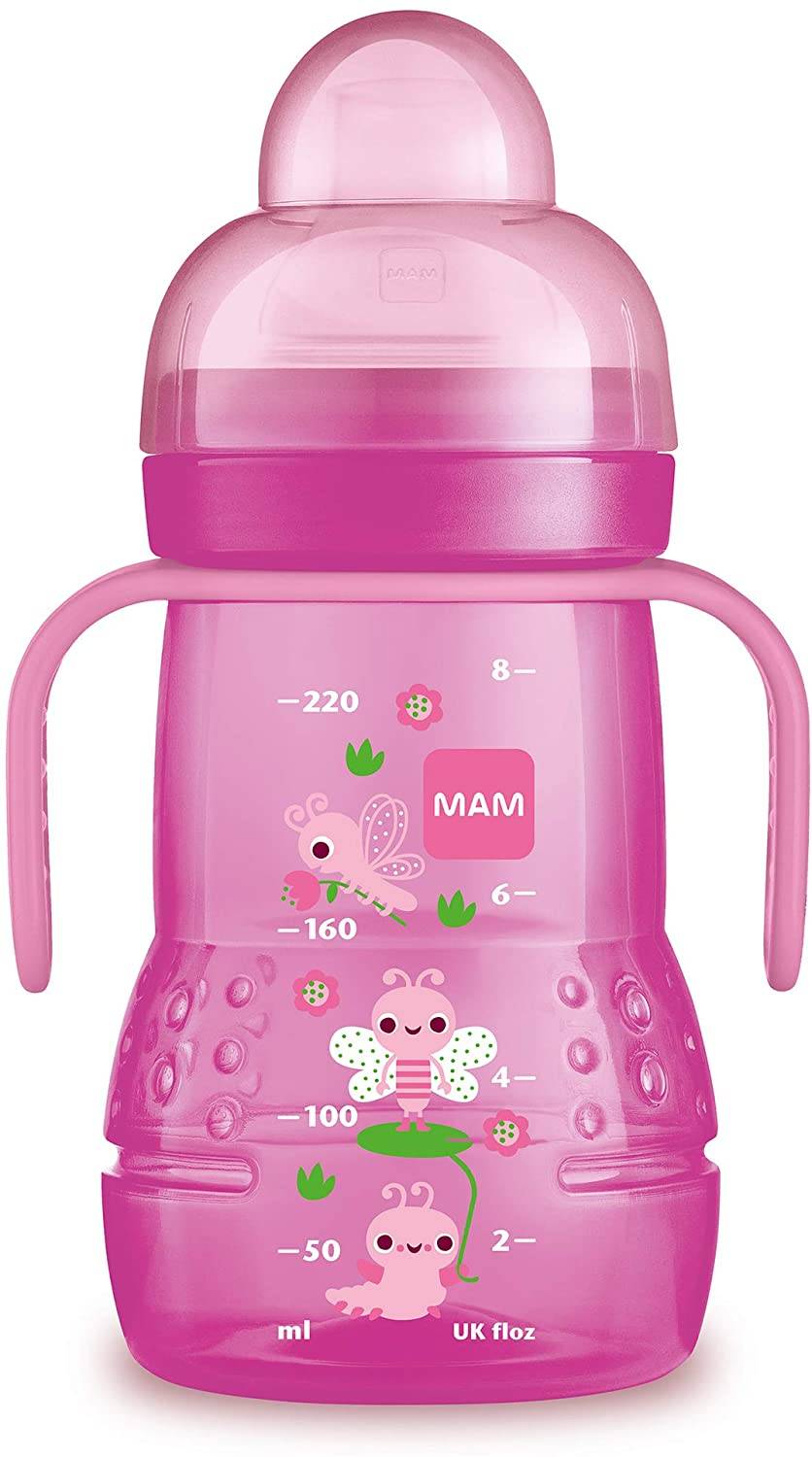 Mam Trainer Biberon con Manici e Tettarella Antigoccia Femminuccia 220 ml