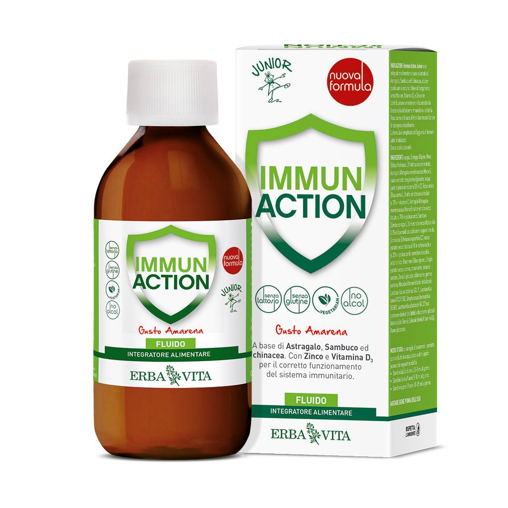 Erba Vita Immun Action Fluido Junior Integratore per le Difese Immunitarie 200 ml