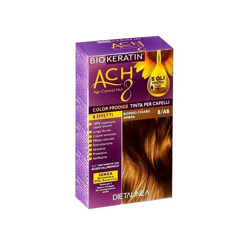 Biokeratin ACH8 Tinta Vegetale per Capelli Colore 8/AB Biondo Chiaro Ambra