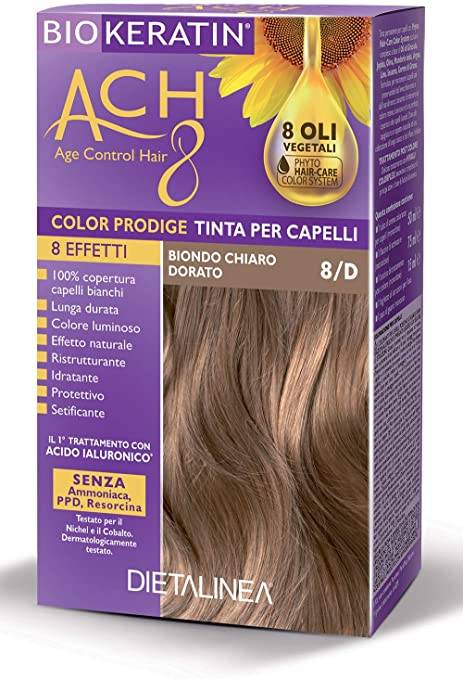 Biokeratin ACH8 Tinta Vegetale per Capelli Colore 8/D Biondo Chiaro Dorato