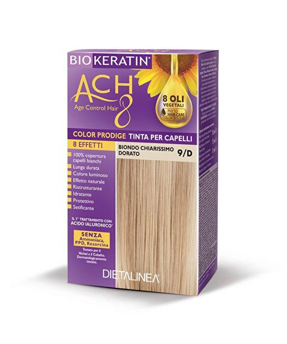 Biokeratin ACH8 Tinta Vegetale per Capelli Colore 9/D Biondo Chiarissimo Dorato
