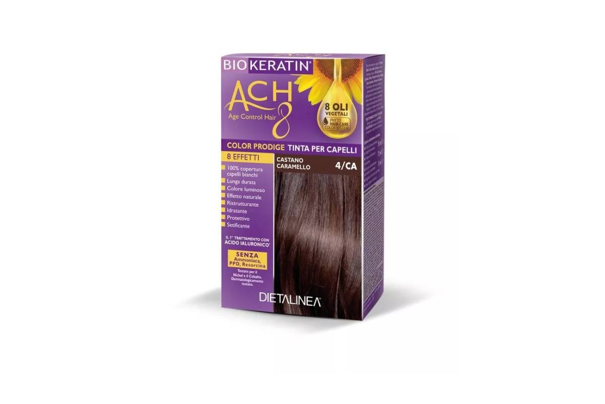 Biokeratin ACH8 Tinta Vegetale per Capelli Colore 4/CA Castano Caramello