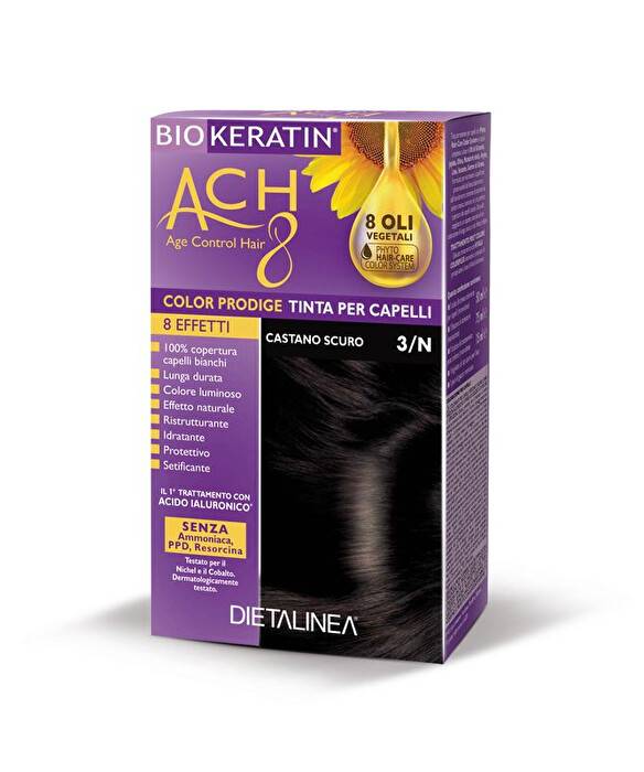 Biokeratin ACH8 Tinta Vegetale per Capelli Colore 3/N Castano Scuro