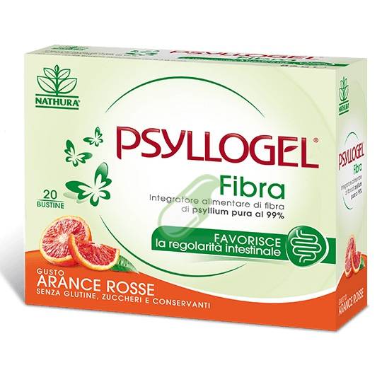 Nathura Psyllogel Fibra Integratore per il Benessere Intestinale 20 bustine Gusto Arancia Rossa