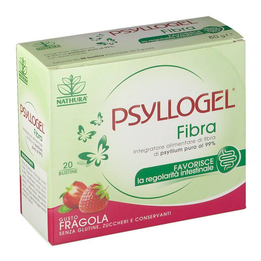 Nathura Psyllogel Fibra Integratore per il Benessere Intestinale 20 bustine Gusto Fragola