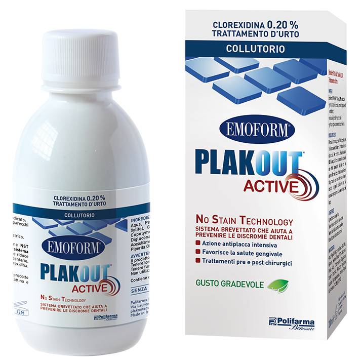 Polifarma Plakout Active Collutorio con Clorexidina 0,20% 200 ml