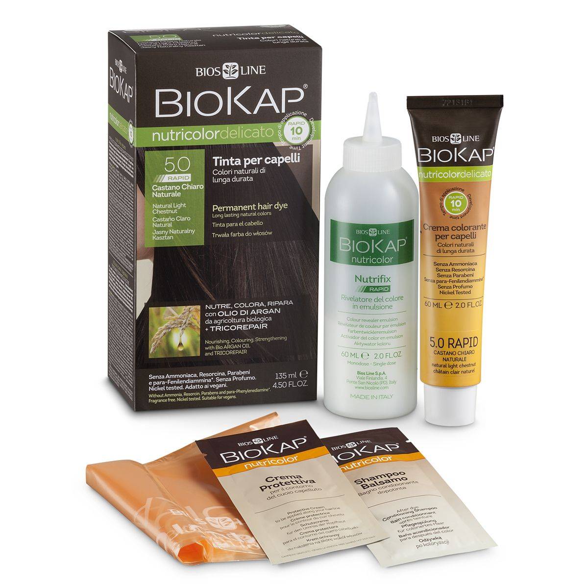 Bios Line BioKap Nutricolor Delicato Tinta per Capelli 5.0 Castano Chiaro Naturale