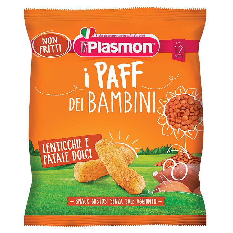 Plasmon I Paff dei Bambini Lenticchie e Patate Dolci Snack 15 g