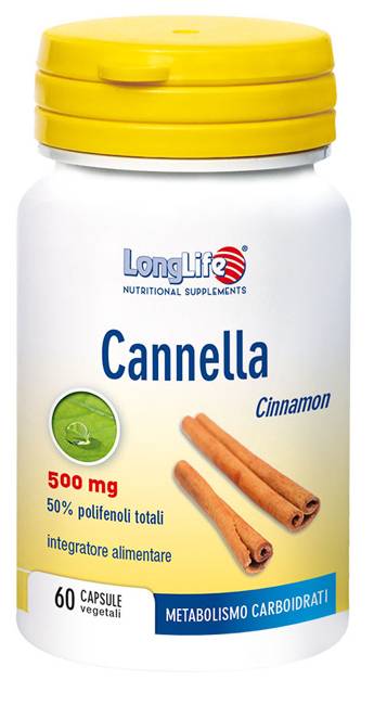 Longlife Cannella 500 mg Integratore per l'Intestino 60 Capsule