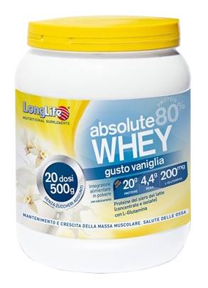 Longlife Absolute Whey Vaniglia Integratore Proteine del Latte 500 gr