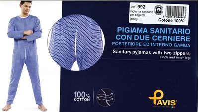 Pavis Wellness 992 Pigiama uomo con doppia cerniera color azzurro TG XL