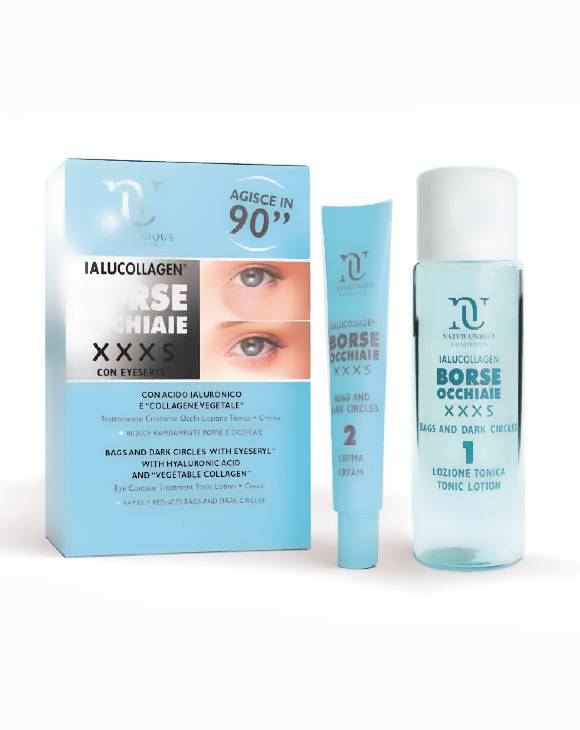Natur Unique Ialucollagen Borse e Occhiaie XXXS Lozione Tonica 30 ml+Crema 10 ml
