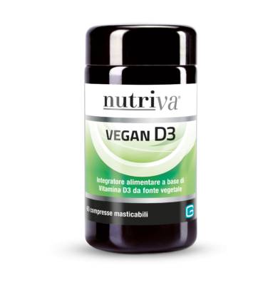 Nutriva Vegan D3 2000 UI Integratore di Vitamina D 60 compresse masticabili