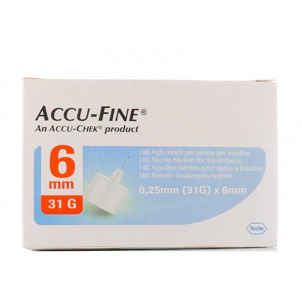 Accu - Fine Ago per Penna da Insulina Gauge 31x 6 mm 100 Pezzi