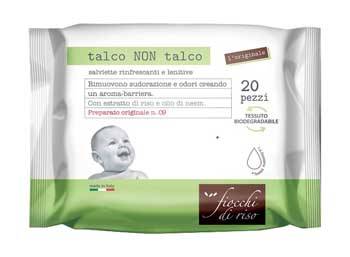 Fiocchi di Riso Talco non Talco Salviette Rinfrescanti e Lenitive 20 pezzi