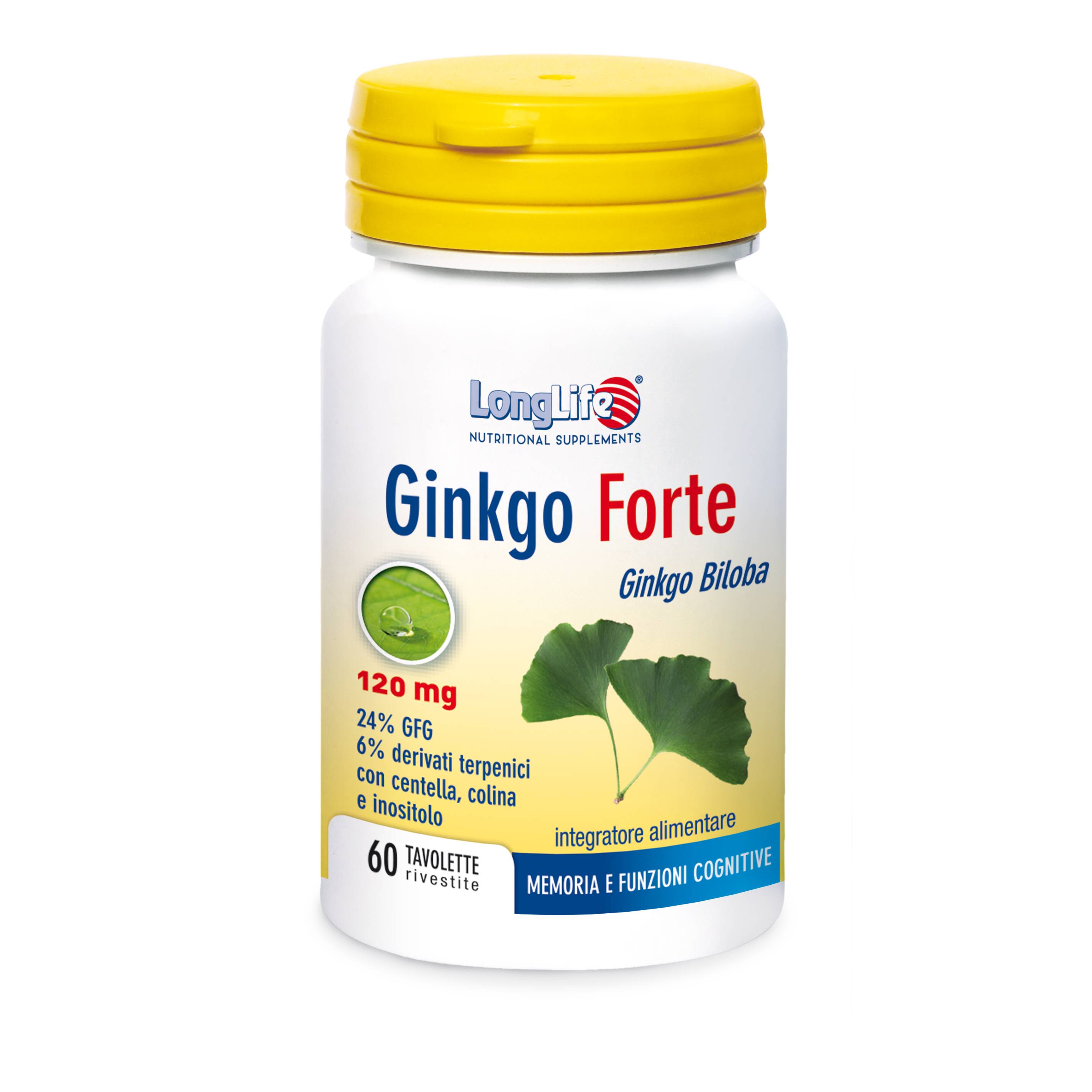 Longlife Gingko Biloba Forte Integratore Funzioni Cognitive 60 tavolette
