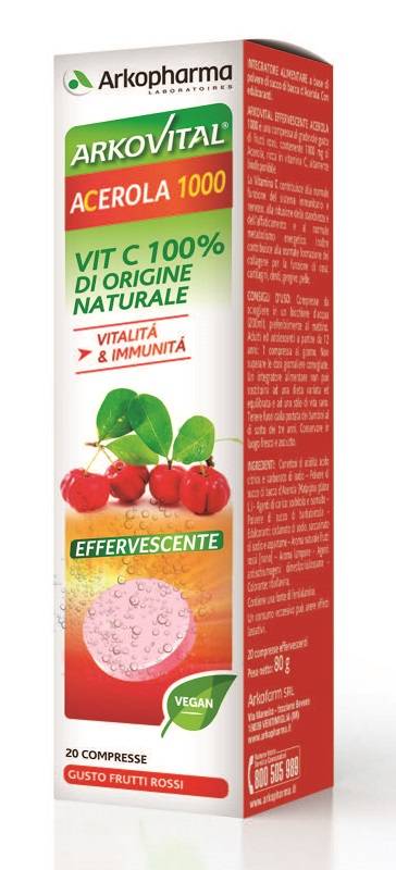 Arkopharma Arkovital Acerola 1000 Effervescente Integratore di Vitamina C 20 compresse