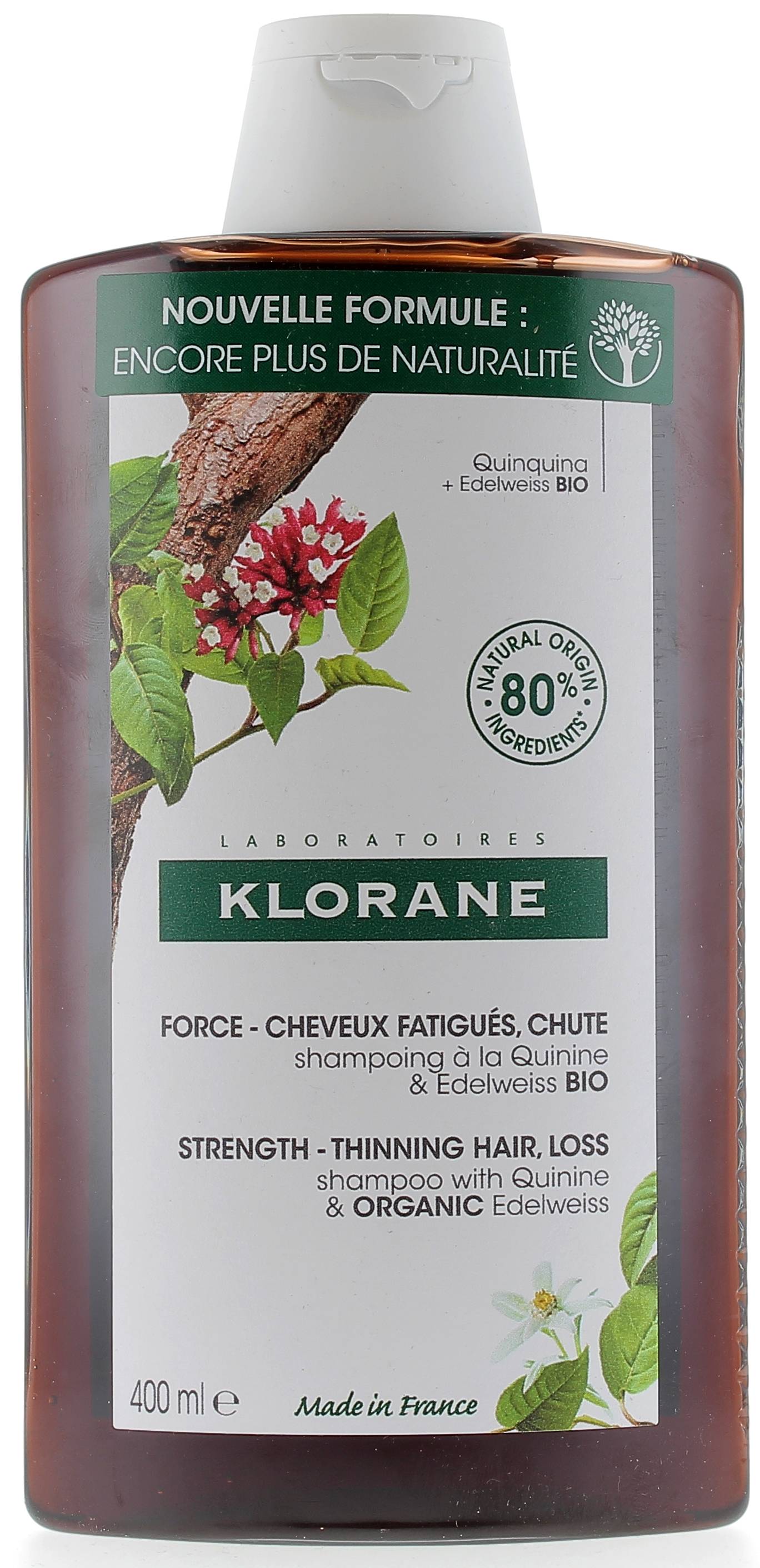 Klorane Shampoo Rinforzante Chinina e Stella Alpina Bio 400 ml