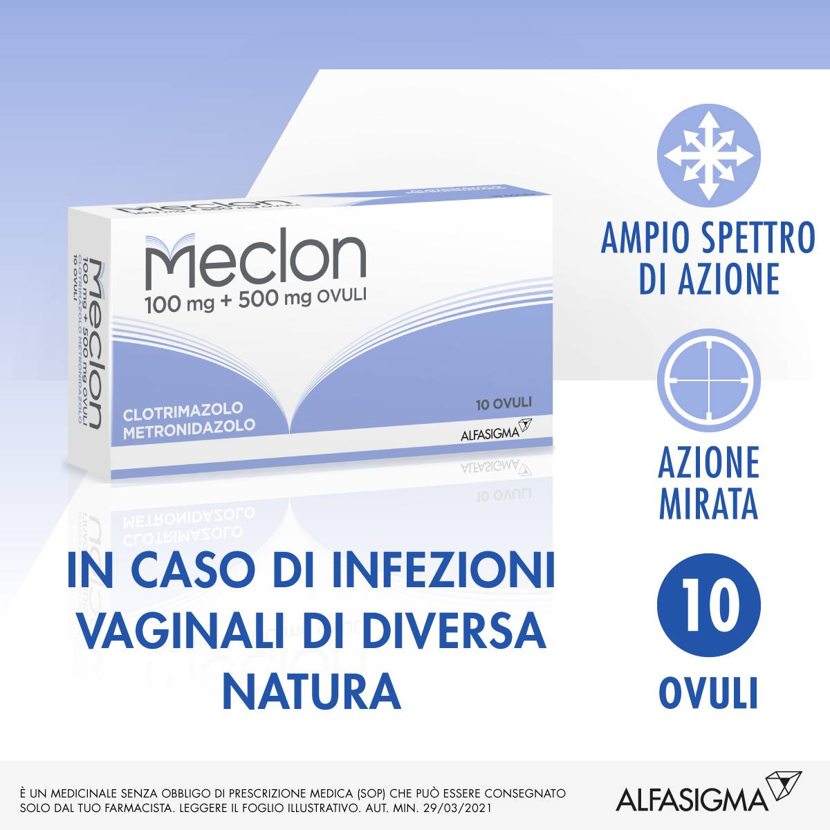 Meclon 100 mg + 500 mg 10 ovuli vaginali