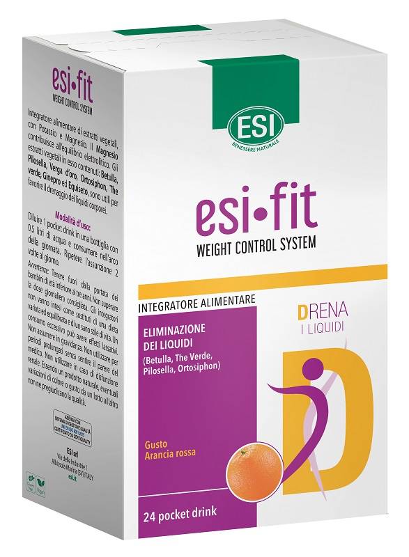 ESI Fit Weight Control System Drena Liquidi 24 Pocket Drink Gusto Arancia