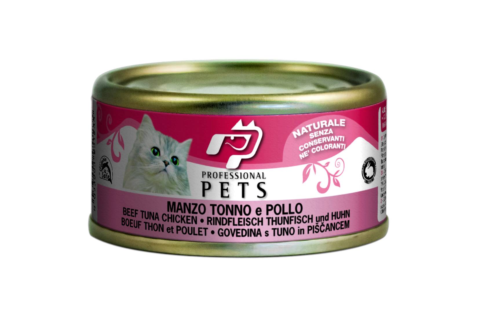 Professional Pets Cibo umido per gatti Manzo Tonno e Pollo 70 g