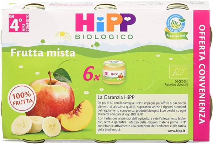 Hipp Bio Omogeneizzato Biologico Frutta Mista 6 x 80 g