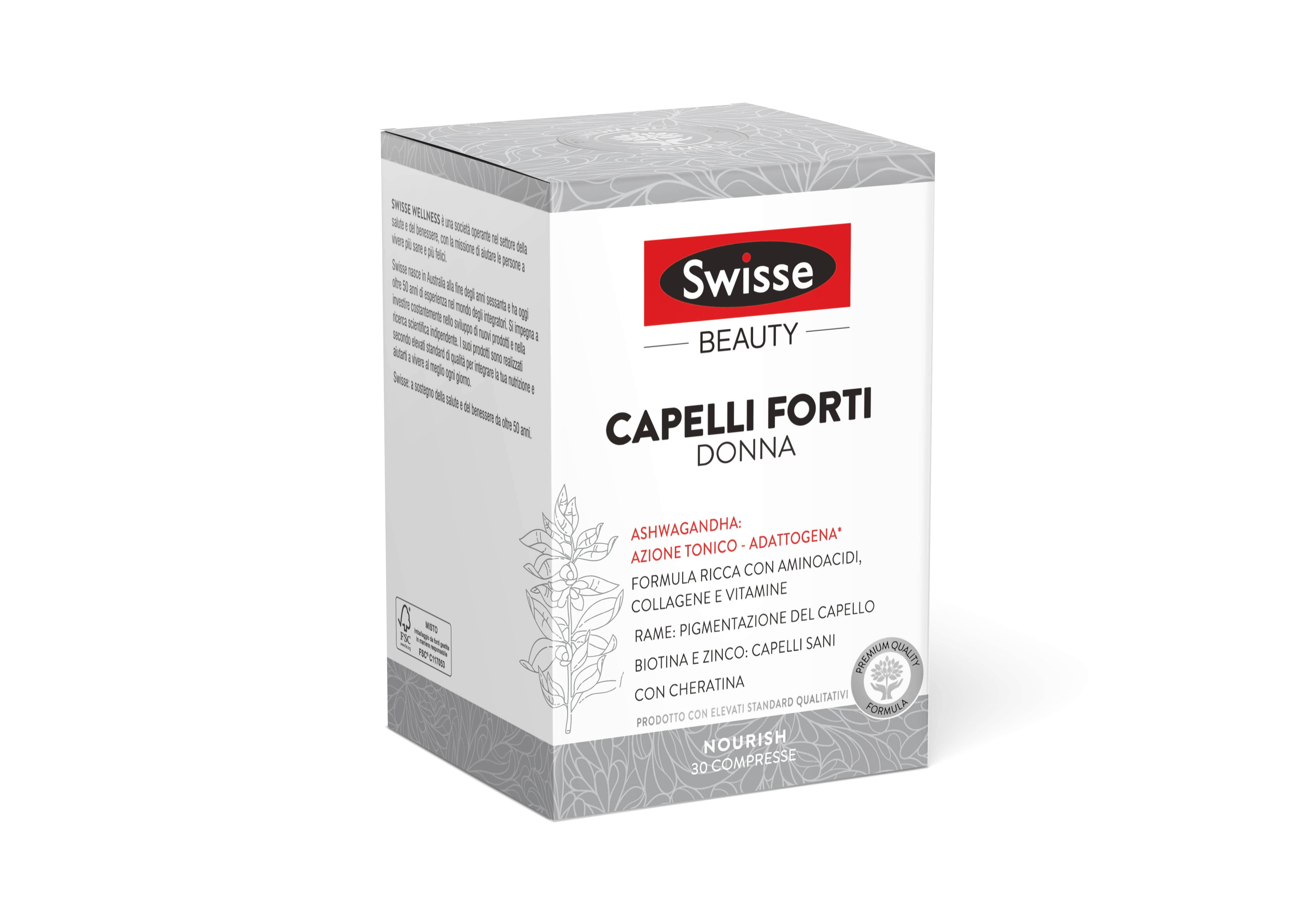 Swisse Capelli Forti Donna Integratore Azione Rinforzante Capelli 30 compresse