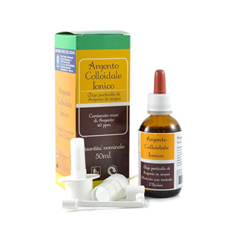 Argento Colloidale Ionico 40 Ppm con Contagocce, Spray Nasale, Cavo Orale E Cutaneo 50 ml