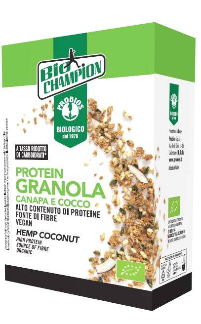 Probios Biochampion Protein Granola Canapa Cocco Cereali per celiaci 250 g