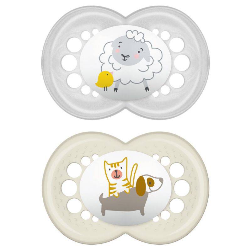 MAM Original 16+ Little Farm - Succhietto Silicone Neutro 2 pz